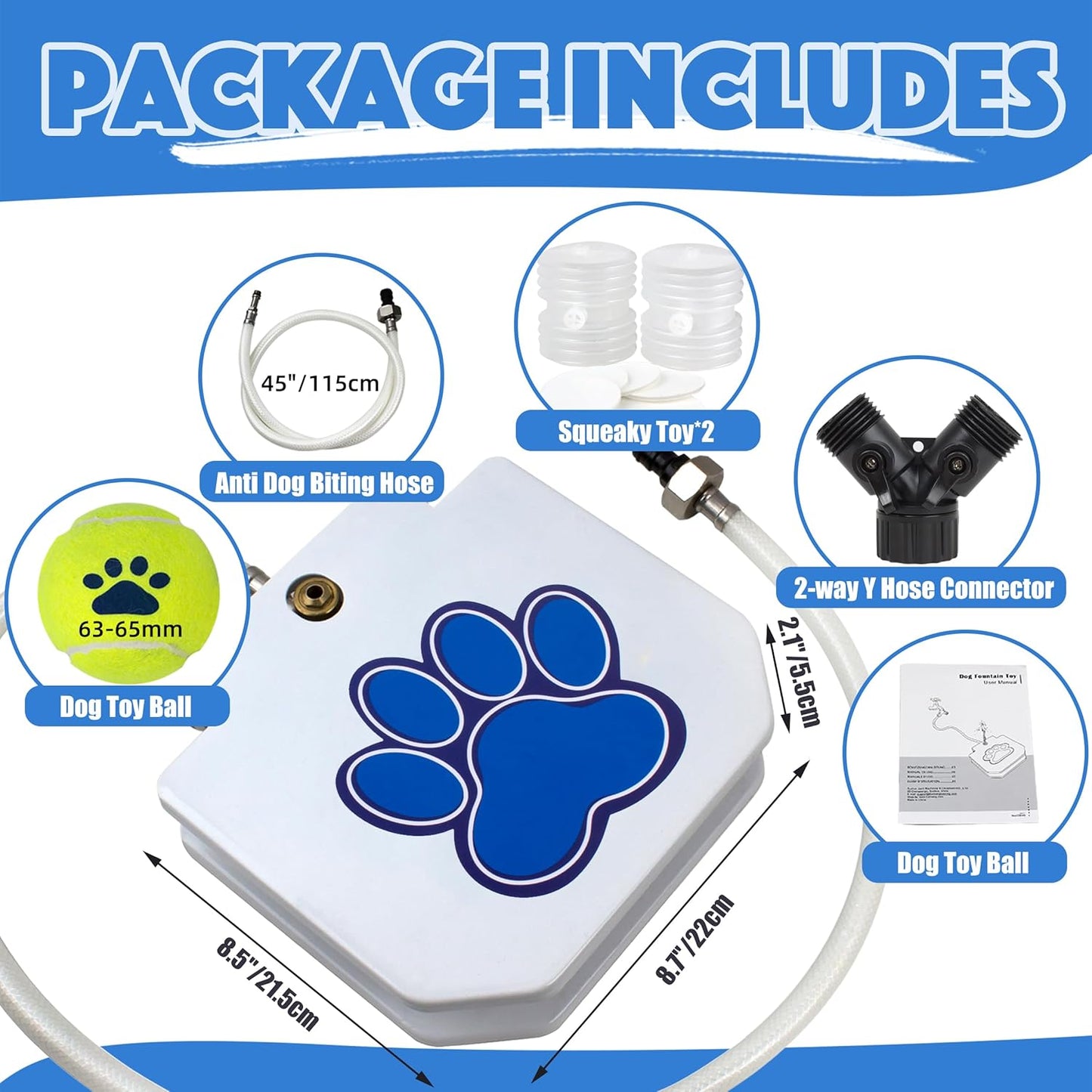 BACOENG Dog Water Fountain Step On, Outdoor Pet Sprinkler for Dogs, Paw Activated Drinking Water Toy, Upgrade Copper Valve Set, Blue - TrendyLookz