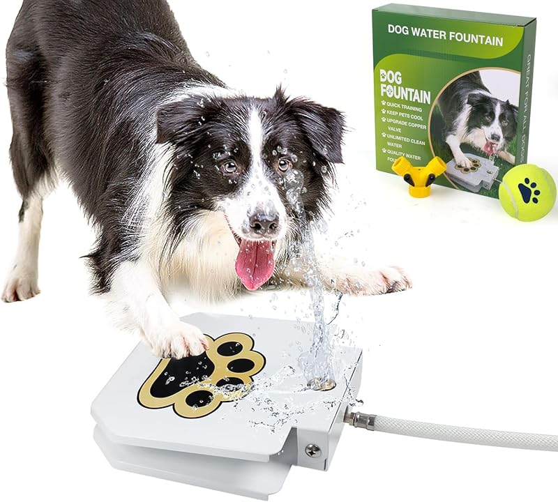 BACOENG Dog Water Fountain Step On, Outdoor Pet Sprinkler for Dogs, Paw Activated Drinking Water Toy, Upgrade Copper Valve Set, Blue - TrendyLookz