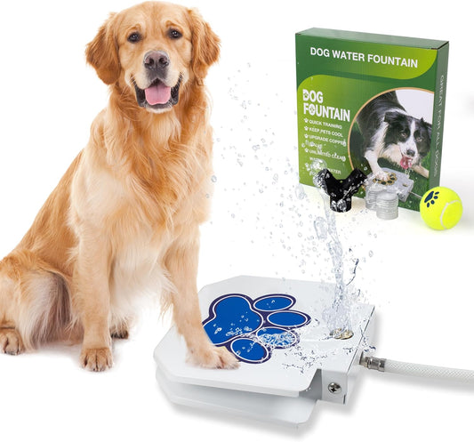 BACOENG Dog Water Fountain Step On, Outdoor Pet Sprinkler for Dogs, Paw Activated Drinking Water Toy, Upgrade Copper Valve Set, Blue - TrendyLookz