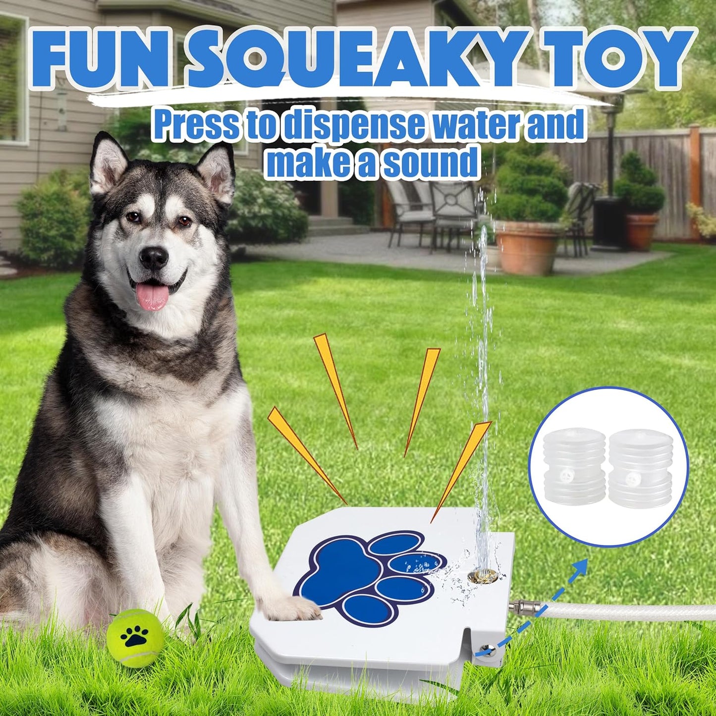 BACOENG Dog Water Fountain Step On, Outdoor Pet Sprinkler for Dogs, Paw Activated Drinking Water Toy, Upgrade Copper Valve Set, Blue - TrendyLookz