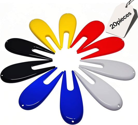 Adhere Golf Divot Repair Tools Plastic Golf Pitchforks 5 Colours Mix Pack
