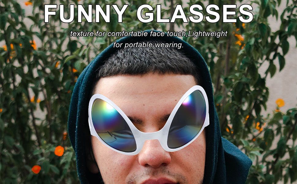 NUOBESTY 2Pcs Alien Glasses Sliver Plastic Alien Sunglasses Alien Eyeglasses Alien Costume Accessories for Halloween Party Favors Green Glasses