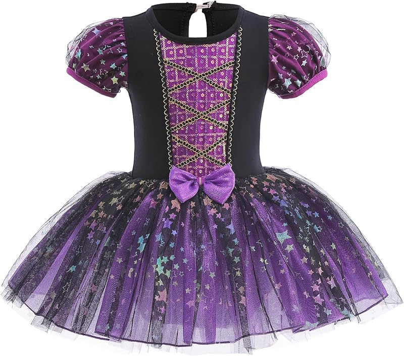 BAOHULU Leotard for Girls Ballet Dance Short Sleeve Full Tulle Tutu Skirted Dress Ballerina Costumes - TrendyLookz