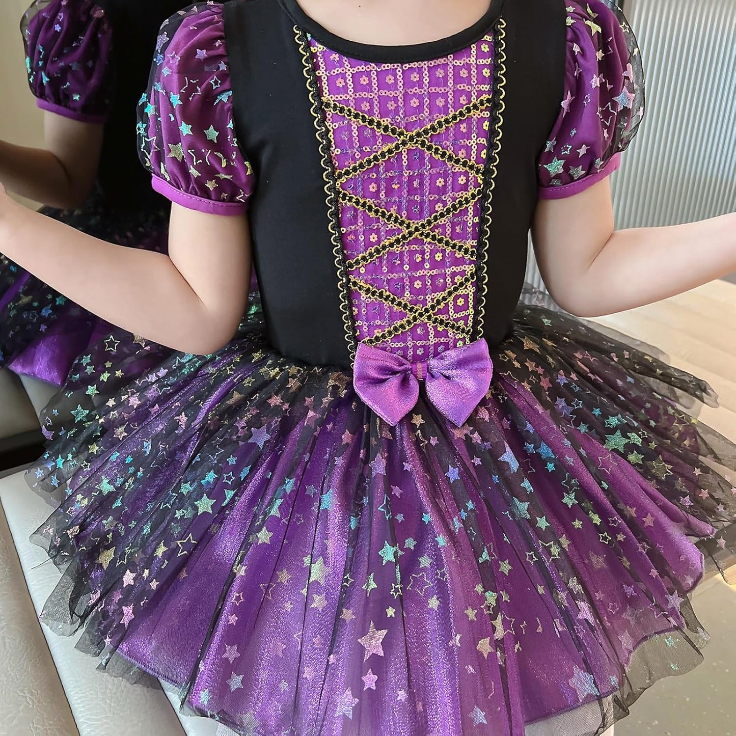 BAOHULU Leotard for Girls Ballet Dance Short Sleeve Full Tulle Tutu Skirted Dress Ballerina Costumes - TrendyLookz