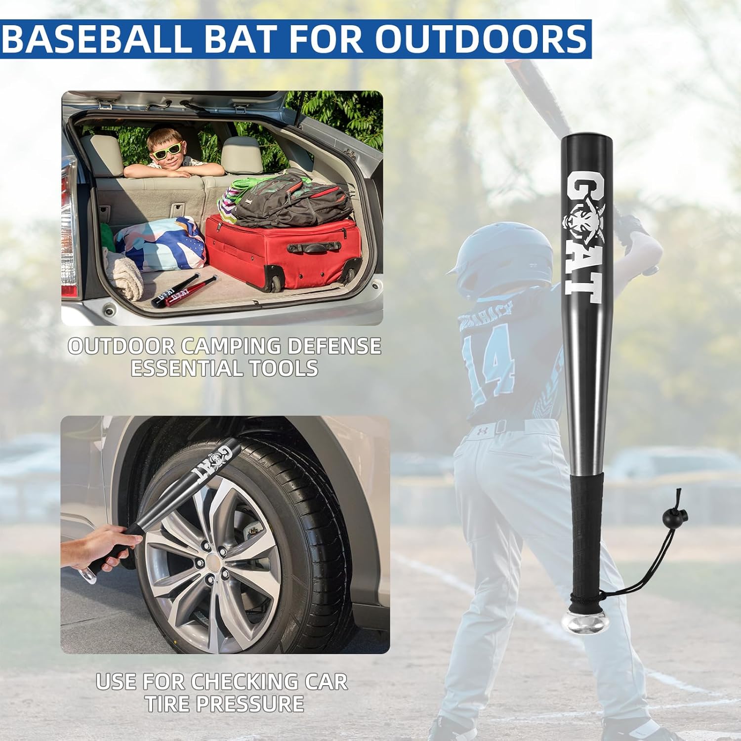 Baseball Bat, Aluminum One - Handed 18 - inch Training Softball Bat, Fishing Bat, Home/Outdoor/Self - Defense Gear, Truck Tire Checker, Camping Self - Defense Gear - TrendyLookz