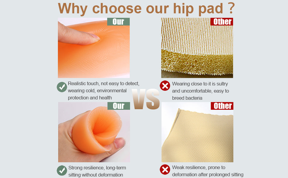 Silicone Butt Pads, Hip Pads for Women Shapewear – Hip Enhancer Pad & Fake Buttock Lifter Thick Peach