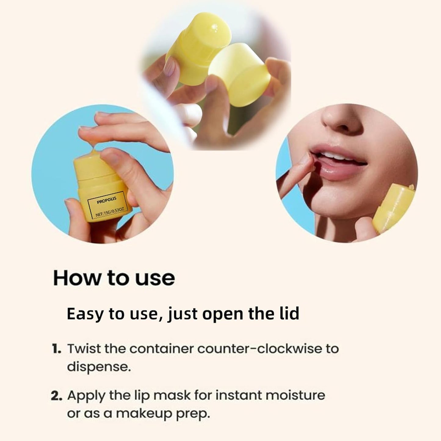Honey Lip Butter, 12hrs Long-lasting Moisture, Gentle Exfoliation, Hygienic Twist Dispenser