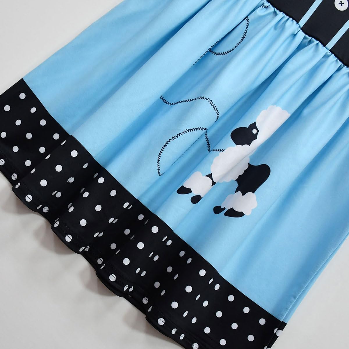 50s Costumes for Girls Kids Poodle Skirts with 4pcs Accessories, 9-12Y