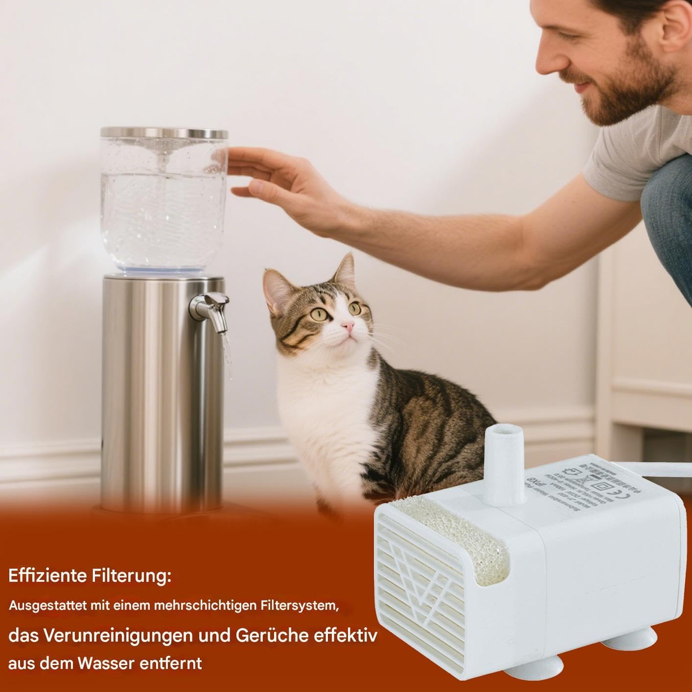 Katzen Trinkbrunnen Pumpe - Ersatzpumpe Für Katzenbrunnen Tränkesysteme | Leiser Energiesparender Tauchmotor Mit Niedrigem Stromverbrauch