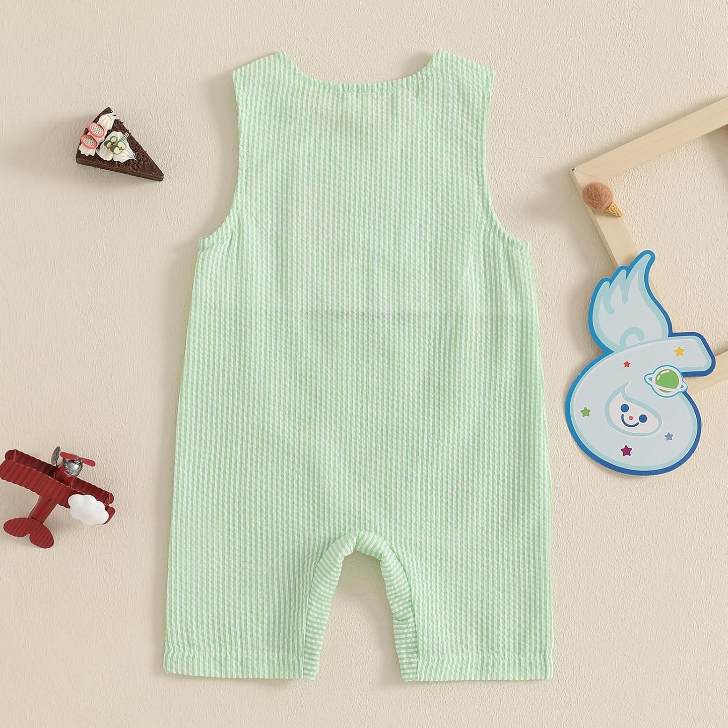 Baby Boy Birthday Outfit Sleeveless 1st Embroidery Birthday Romper Jumpsuit Cute One Piece Cake Smash Outfits