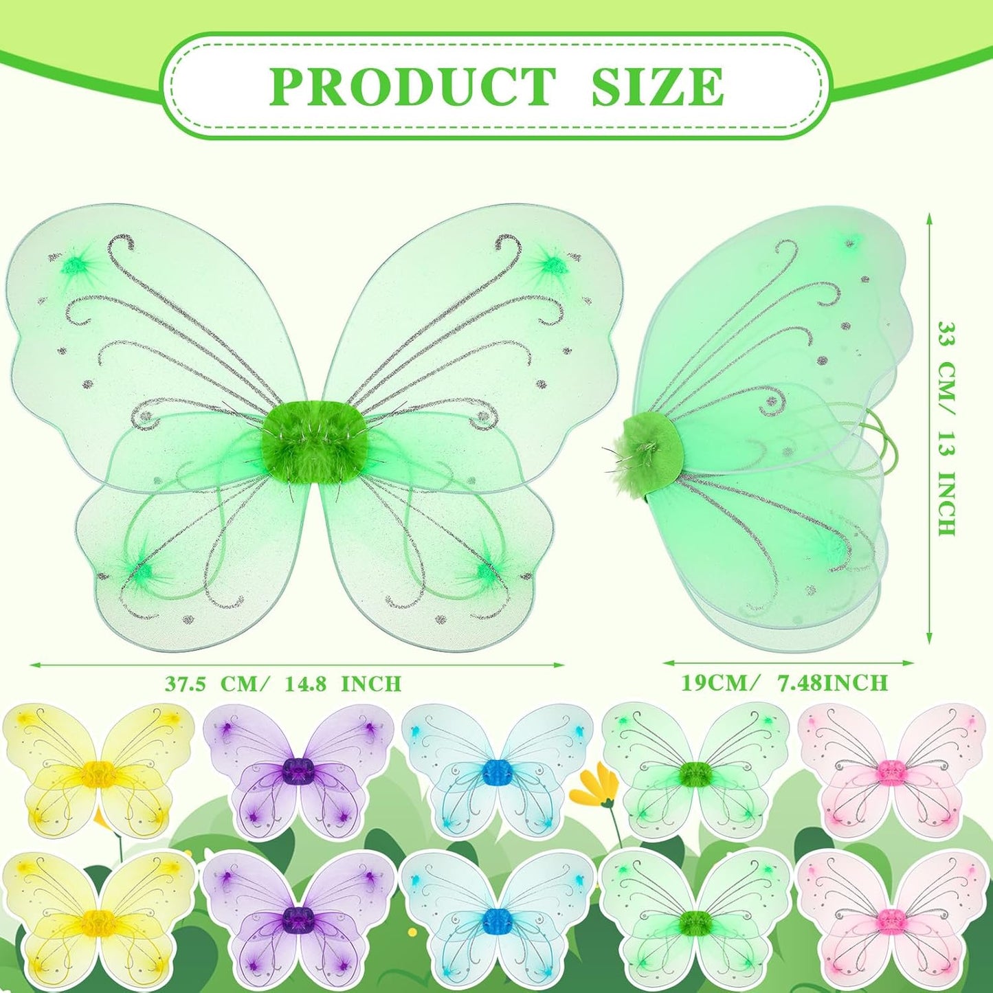 Chivao 20 Pieces Fairy Wings Butterfly Wings Dress up Birthday Wedding Decoration Halloween Party Accessory for Kids Girls