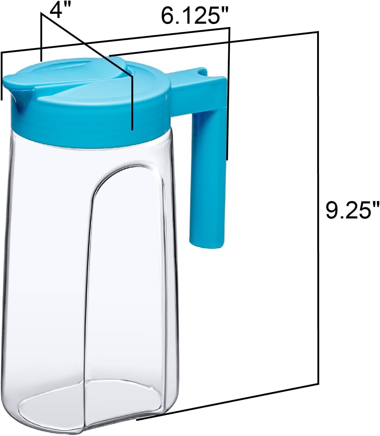 Amazing Abby - Slim Mini - Tritan Pitcher (48 oz), Unbreakable Plastic Water Pitcher with Lid, BPA-Free, Heat-Resistant, Dishwasher-Safe, Great for Iced and Hot Drinks, Indoors and Outdoors, Blue