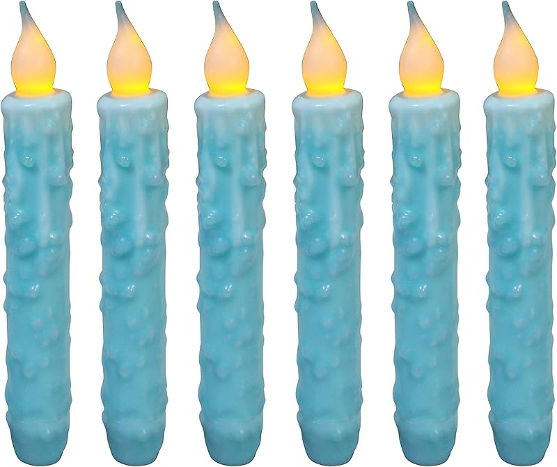 CVHOMEDECO. Real Wax Hand Dipped Battery Operated LED Timer Taper Candles Country Primitive Flameless Lights Décor, 6-3/4 Inch, Matt Black, 3 PCS in a Package