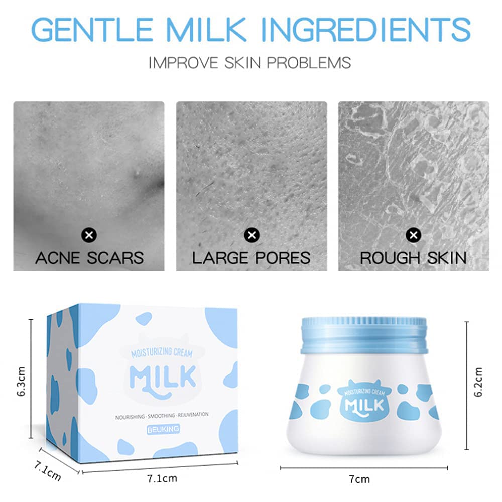 Face Milk Cream, Moisturizing Nourish Skin, Repair Face Moisturizer to Hydrate & Smooth Dry Skin, Firm Skin Day & Night Cream for Girl Women Daily Care