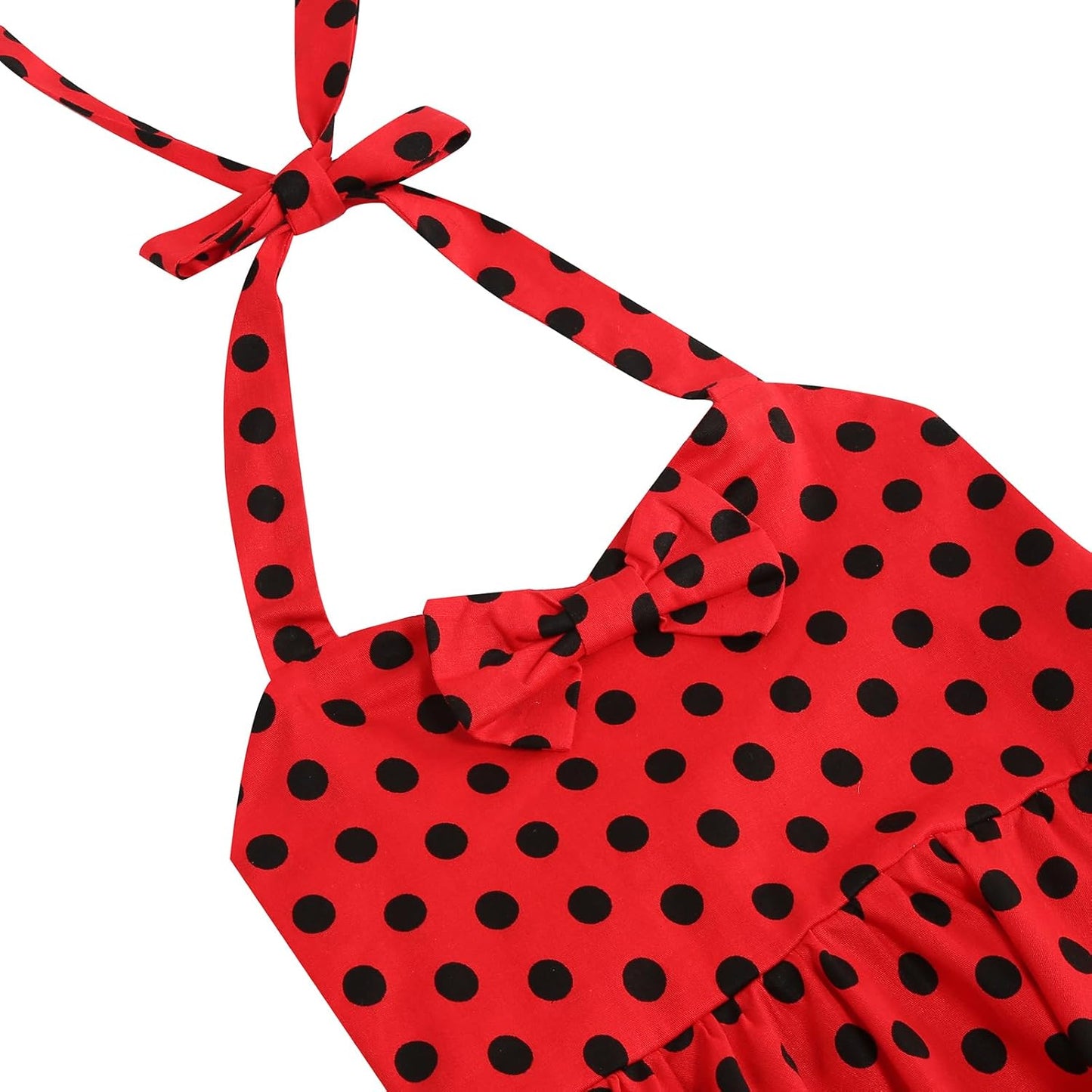 1950s Vintage Dresses for Girls Halter Dress Sleeveless Bowknot Heart Neck 4-12 Years