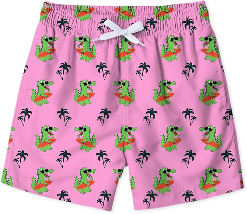 uideazone Boys Swim Trunks 3D Funny Print Surfing Board Shorts Quick Dry UPF 50+ Swimsuit Beachwear with Mesh Lining 2-12T