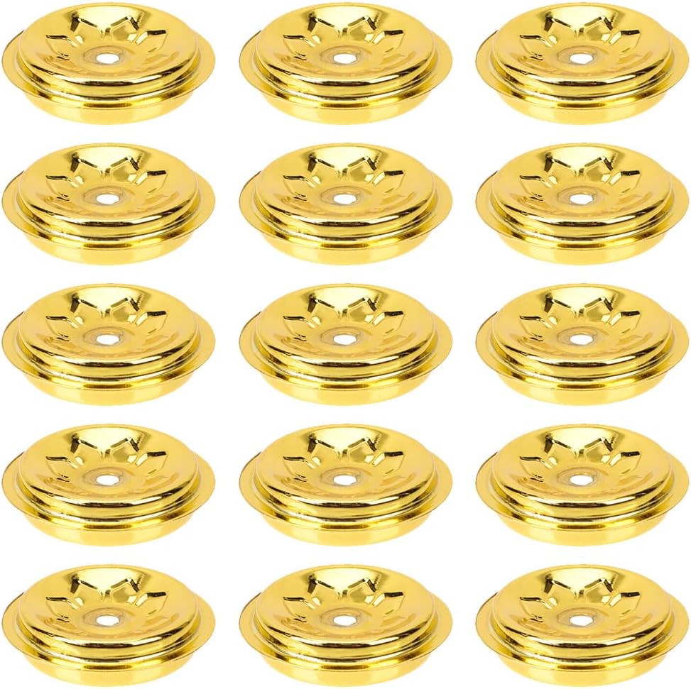 DOITOOL 15pcs Butter Lamp Oil Float Candle Holder Floating Wicks for Oil Candles Lamp Wick Holders Wick Floating Disc Stand Butter Lamp Holder Floating Wicks Stand Metal Wicks Disc Tray