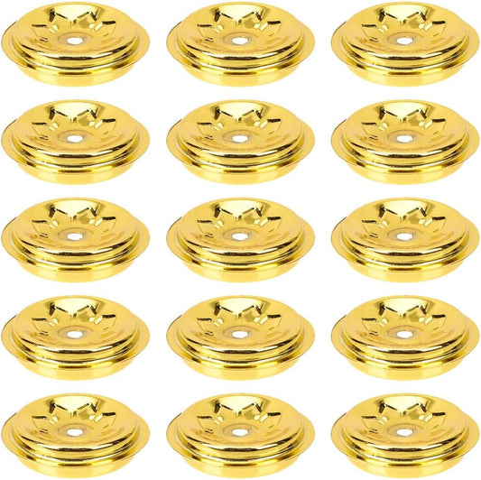 DOITOOL 15pcs Butter Lamp Oil Float Candle Holder Floating Wicks for Oil Candles Lamp Wick Holders Wick Floating Disc Stand Butter Lamp Holder Floating Wicks Stand Metal Wicks Disc Tray
