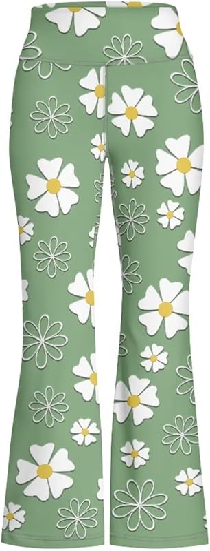 Girls' Athletic Leggings Bell Bottoms Kids Dance Running Yoga Pants High Waisted Workout Active Dance Tights