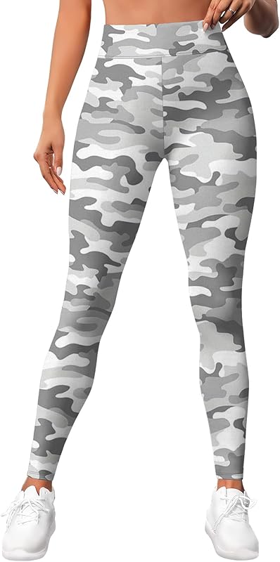 Leggings for Women Workout Funny Printed Gym Athletic Womens Yoga Pants Camo Print Legging Camouflage Floral Tropical Pants