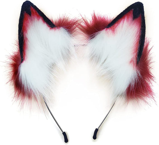 QinRuan Fox Cat Long Fur Ears Hair Headwear Wolf Animal Anime Halloween Cosplay Costume