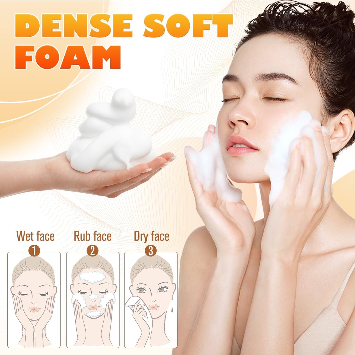 2pcs Glow Wash Face Wash With Brush,Turmeric Facial Wash, Turmeric Foaming Cleanser for All Skin