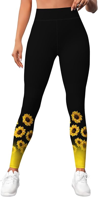 Leggings for Women Workout Funny Printed Gym Athletic Womens Yoga Pants Camo Print Legging Camouflage Floral Tropical Pants
