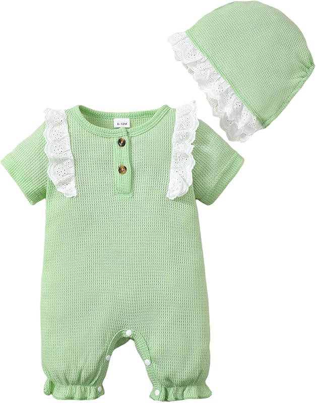 SUNNY PIGGY Newborn Baby Girl Clothes Baby Girl One Piece Romper Fall Winter Long Sleeve with Hat Sets Cute Infant Outfits