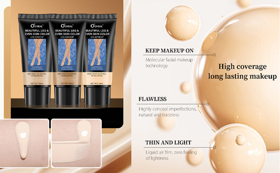 Dulele Leg and Body Makeup Foundation, Waterproof Leg & Body Tattoo Scar Cover up, Body Coverage Tattoo Concealer, No Transfer, Covers Varicose Veins for All Skin Tones (Bronze, M)