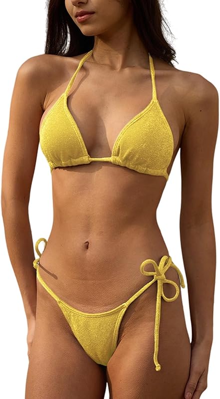 Bikini Sets Women Thongs Cheeky Two Piece Swimsuit Sexy Swimwear Triangle Cute Bathing Suit String
