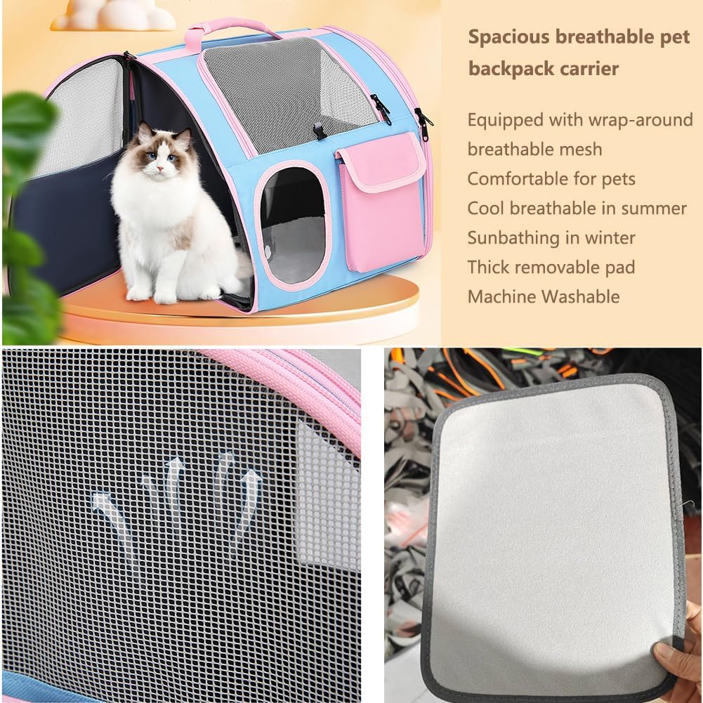 Cat Dog Carrier Backpacks,Pet Backpack Carrier, Bubble Backpack Pet Carriers with Breathable Mesh for Cats Small Dogs Puppies Animals for Travel, Hiking, Camping or Outdoor Use (Pink)