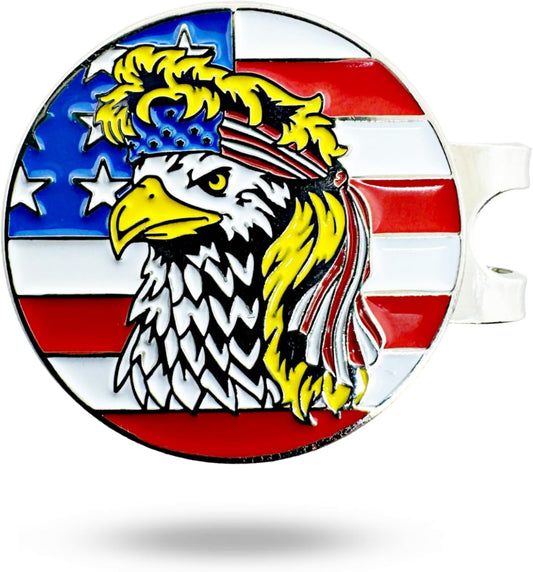 Bald Eagle Bandana Golf Ball Marker and Hat Clip - American Flag Bald Eagle Golf Ball Markers and Hat Clip - Magnetic Novelty America Golf Ball Marker Hat Clip - USA Golf Ball Markers and Hat Clip