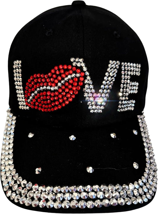 Popfizzy Bedazzled Hat for Women and Girls, Rhinestone Denim and Diamond Hat, Fun Adult Bling Hats, Sparkly Gifts, One Size