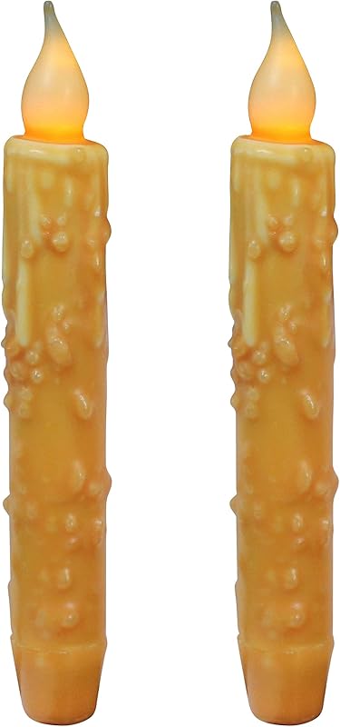 CVHOMEDECO. Real Wax Hand Dipped Battery Operated LED Timer Taper Candles Country Primitive Flameless Lights Décor, 6-3/4 Inch, Matt Black, 3 PCS in a Package