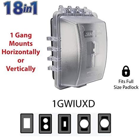 Sealproof 1-Gang Weatherproof In Use Outlet Cover | Horizontal/Vertical Outdoor Plug and Receptacle Protector, Lockable Bubble Cover, UL Extra Duty Compliant, 18 Configurations