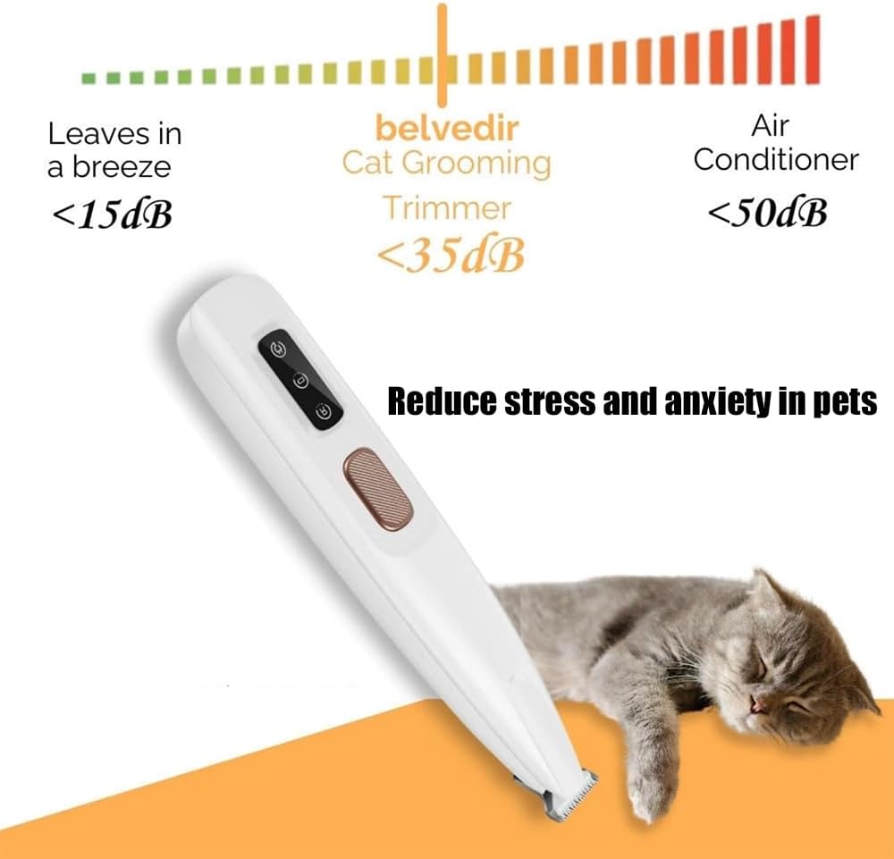 Belvedere Cat Trimmer, Belvedere Cat Grooming Trimmer, Rechargeable Quiet Pet Shaver for Paws, Ears, Eyes, Face and Buttocks (F2 White) - TrendyLookz