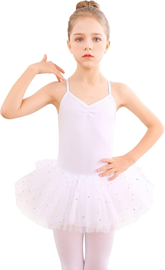 Bezioner Girls' Ballet Dress with Tutu Skirt Children Cotton Leotard Sleeveless Dance Outfits - TrendyLookz