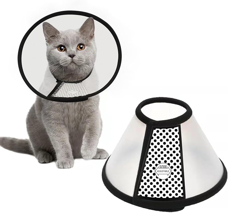 Depets Cat Cone Collar Soft, Adjustable Lightweight Cat Recovery E Collar to Stop Licking for Kitten Puppies Rabbits, Waterproof Pet Cone for Small Animal After Surgery Grooming, Neck Girth 7 in