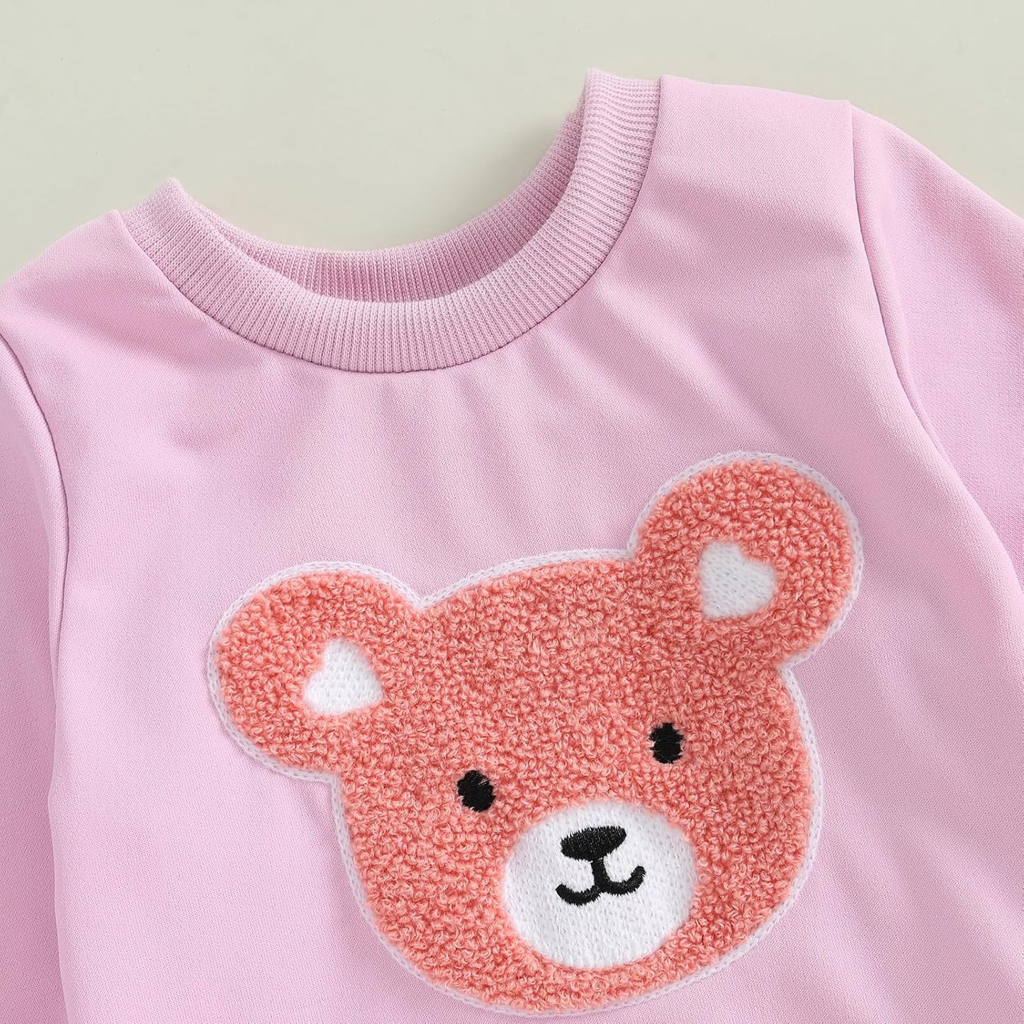 WZTYYDS Toddler Baby Girl Fall Winter Clothes Bear Embroidered Long Sleeve Sweatshirt Pants Outfits Set 2Pcs Sweatsuit