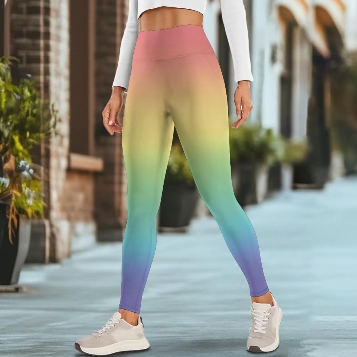 Poceacles Yoga Pants for Women with Pockets Full Length Workout Leggings High Waist Tummy Control Lounge Pants Activewear