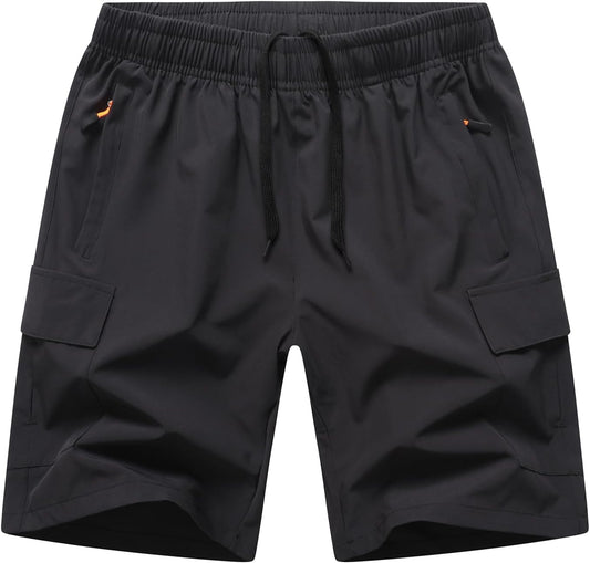 Boys Cargo Shorts, Outdoor Quick Dry Hiking Shorts, Lightweight Athletic Short with Zipper Pockets - TrendyLookz