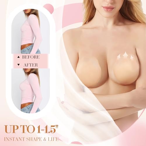 Sticky Bra – Push Up Adhesive Backless Strapless Bra for Women Reusable Silicone Nipple Covers