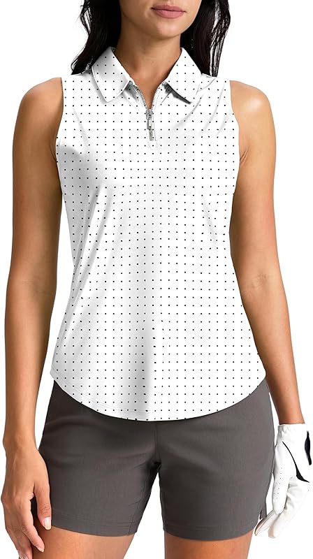 G Gradual Womens Golf Shirt Sleeveless Zip Up Polo Shirts for Women Collared Lightweight Tennis Athletic Tank Top