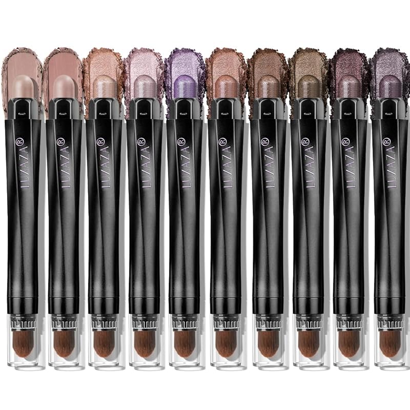 10PCS Eyeshadow Stick,Shimmer And Matte Brown Metallic Cream Eyeshadow Pencil Crayon with Smudge-proof & Waterproof, Eye Brightener Stick, Ideal Gift for Women- Love's Gifts