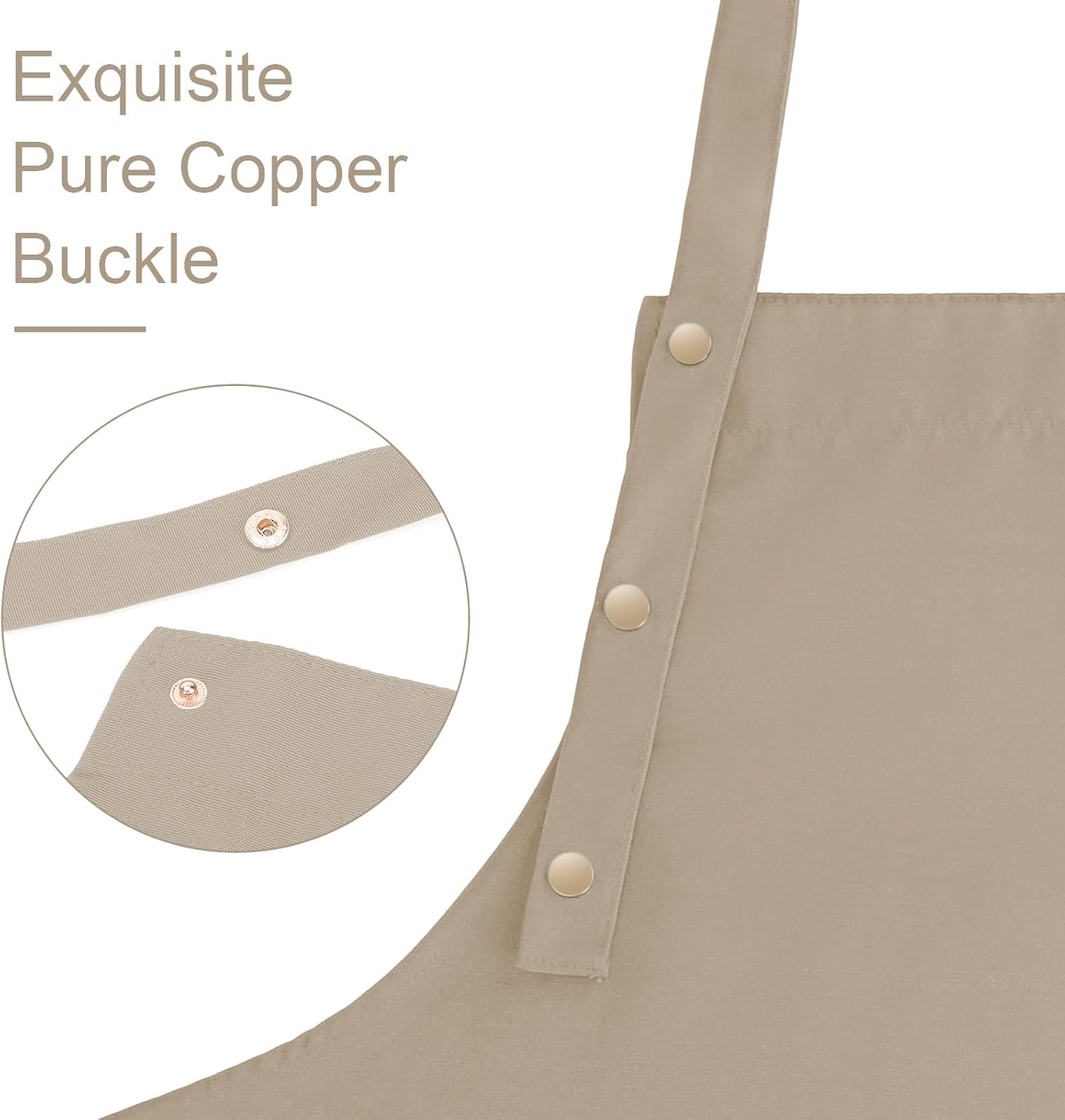 Apron for Men Women with Adjustable Straps and Large Pockets, Canvas Cotton Cooking Kitchen Chef Bib Aprons Waterproof Beige