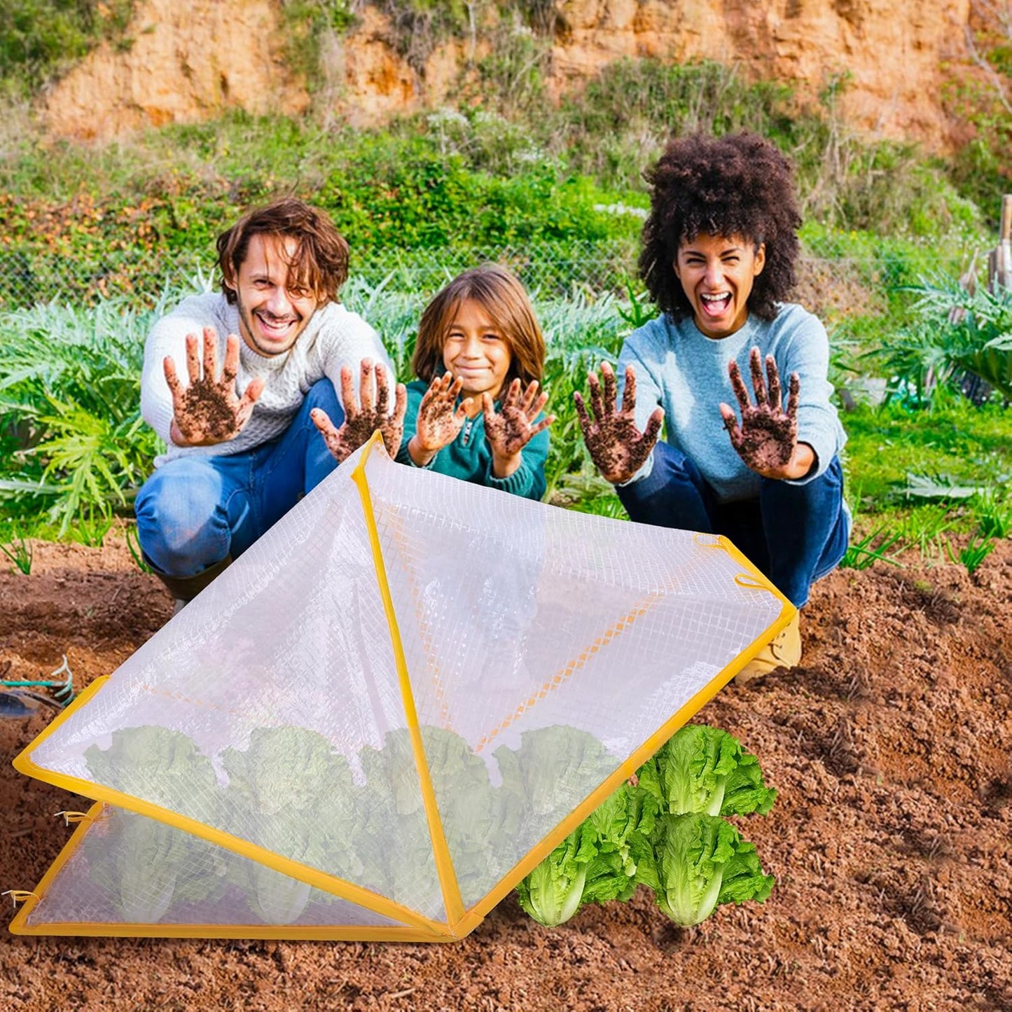 32.2" x 13" x 14.1" Garden Row Accelerator Plants Cover, Foldable Raised Garden Beds Vegetable Rows Plant Protector, Plant Net Cage Guard Greenhouse Cover for Protecting Vegetable Fruit from Animals