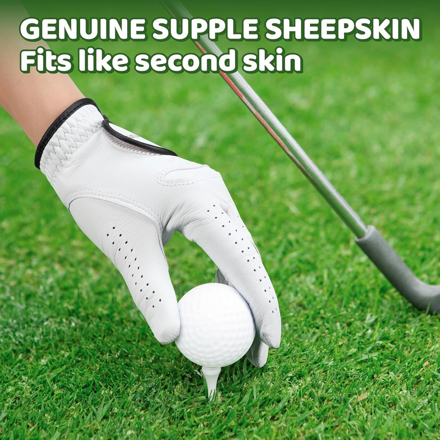 Braventure Kids Golf Glove, Breathable Sheepskin Leather with Good Grip for Right Handed Golfer for Hot and Humid Weather Include Golf Tees & Divot Tool