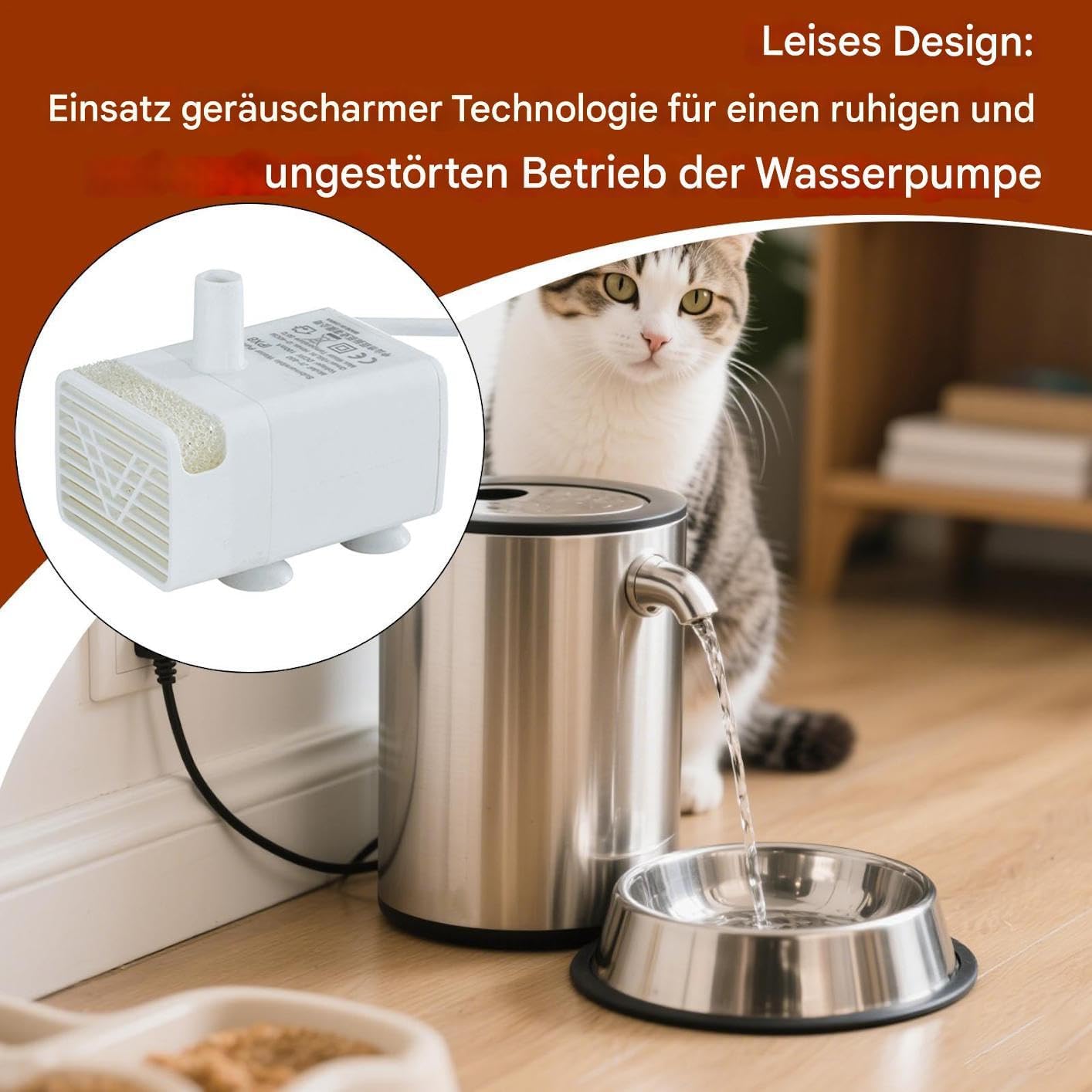 Katzen Trinkbrunnen Pumpe - Ersatzpumpe Für Katzenbrunnen Tränkesysteme | Leiser Energiesparender Tauchmotor Mit Niedrigem Stromverbrauch
