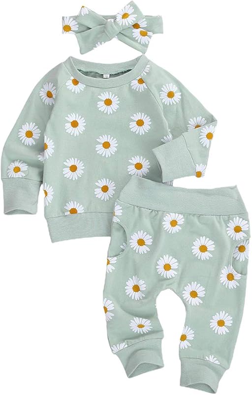 Newborn Infant Baby Girl Clothes Set Sweatshirts Tops Pants Toddler Girl Outfits Gifts 3 6 9 12 18 24 Months