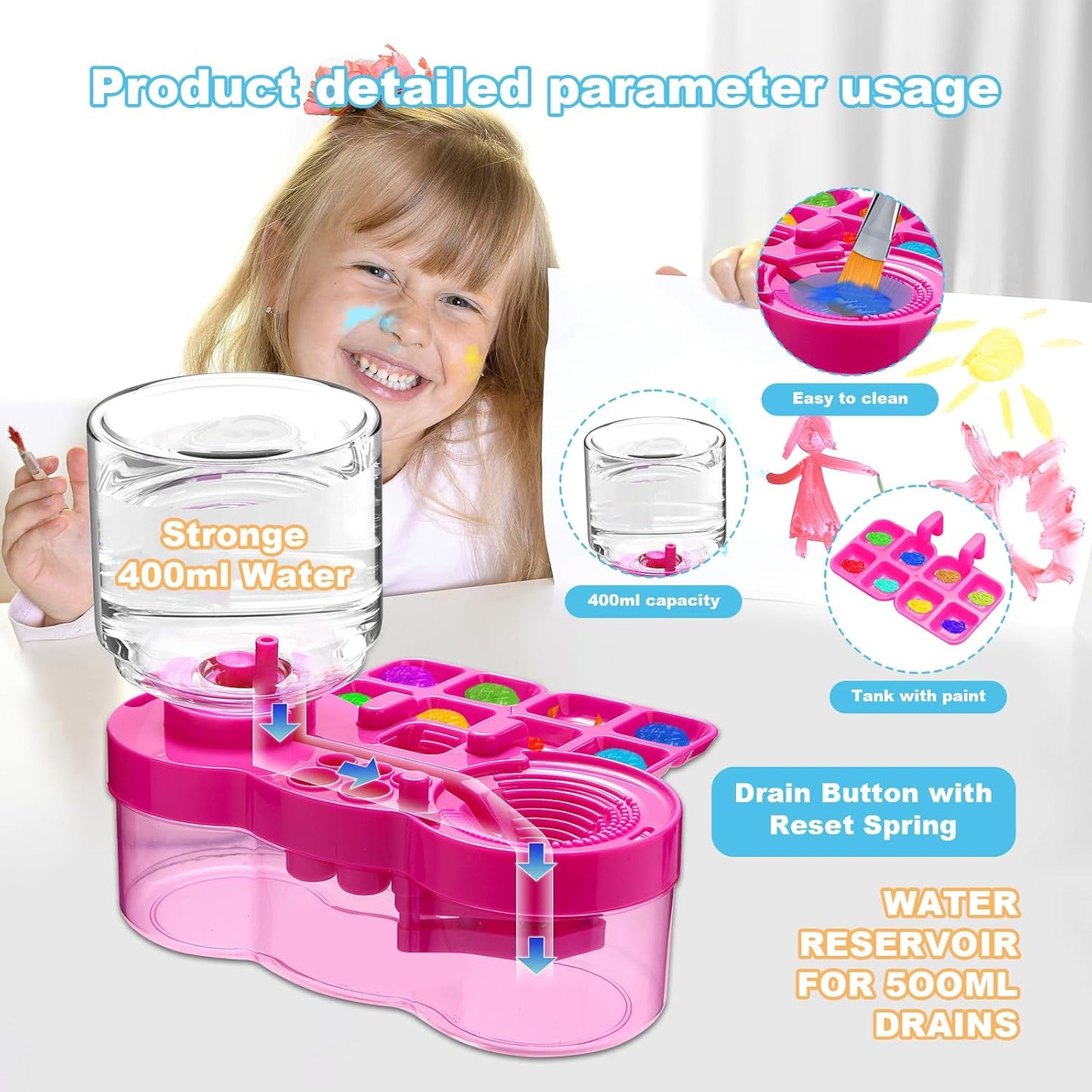 Paint Brush Cleaner with Paint Tray, 2025 Upgraded 3-in-1 Water Circulation Rinser Paintbrush Cleaner with Drain and Brush Holder, Painting Supplies for Acrylic, Watercolor, Water Based Paints Violet